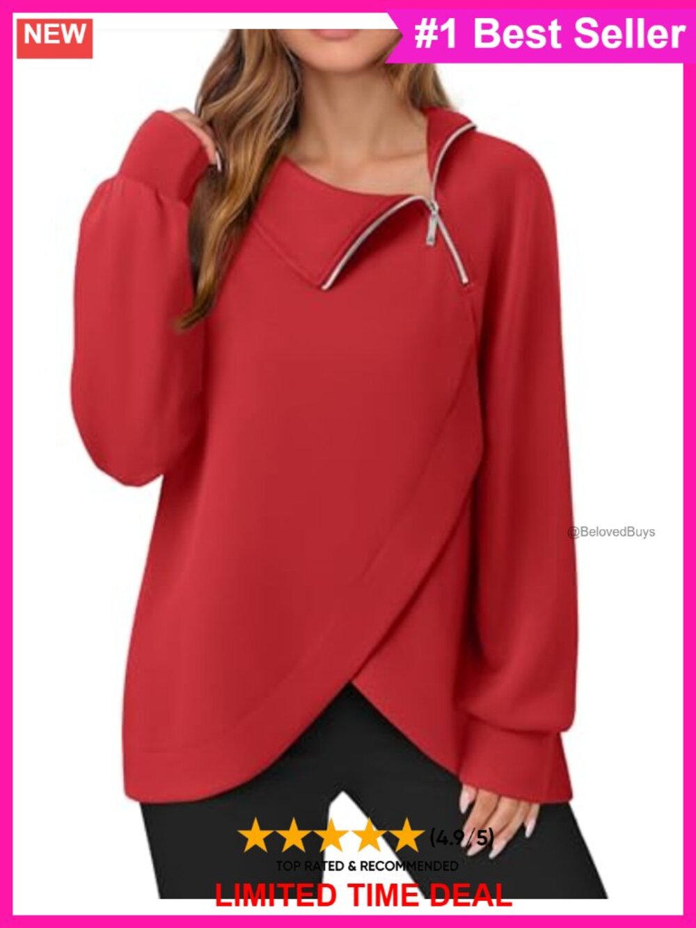 Quarter Zip Pullover Sweatshirt Turtleneck Tunic Lightweight Women